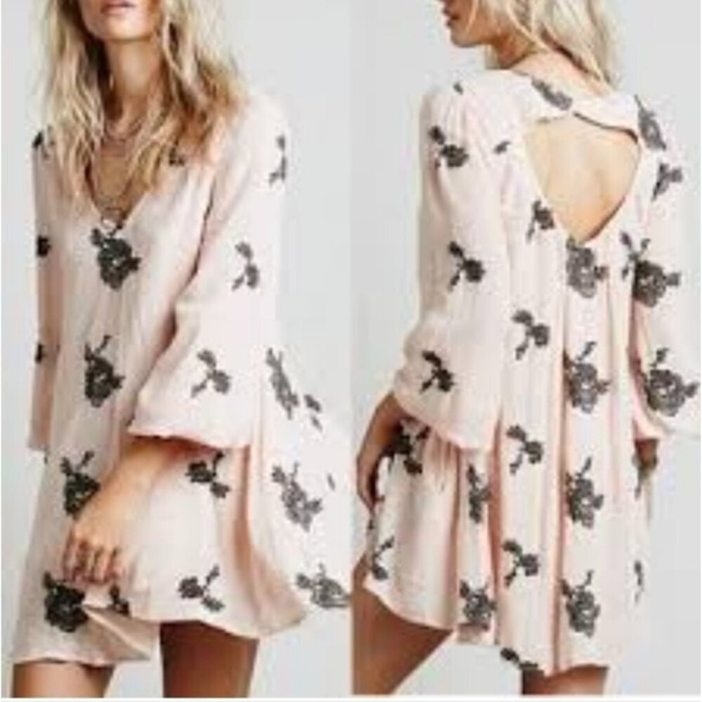 Free People Emma Embroidered Floral mini dress size small
